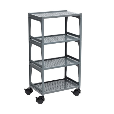 Этажерка "Лофт" MINI 4-х ярусная на колесах (серая) (то)