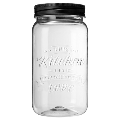 Банка квадратная с эмбоссингом LOVE KITCHEN 1,4л (Черный) (то)