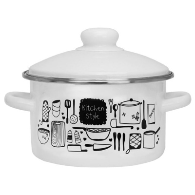 Кастрюля эмал цил Kitchen 3,0л мет/об