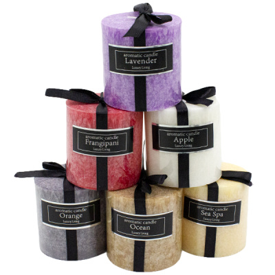 Свеча декоративная цветная Ø-7см h-7см