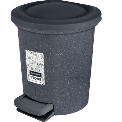 Контейнер для мусора 6л Stone с педалью темный камень (то)