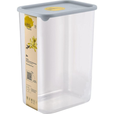 Банка для сыпучих продуктов Vanilla прямоуг. 2л с гибк.крышк. трюфель (то)