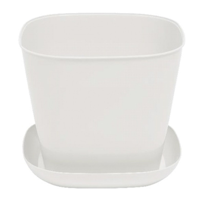 Кашпо квадратное 1,3л. с поддоном (белый)