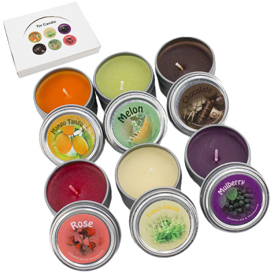 Свеча декоративная Ø-5см h-3см, в жестяной банке