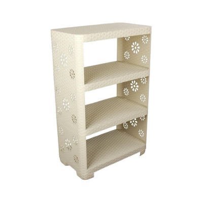 Этажерка "Плетёнка" №2 4-х секционная (слоновая кость)(то)