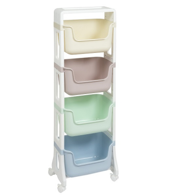 Этажерка "Junior" 4-х ярусная на колесах (микс) (то)