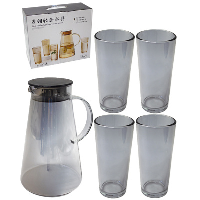 Кувшин с крышкой 1,9л + стаканы 4шт 240мл (стекло)
