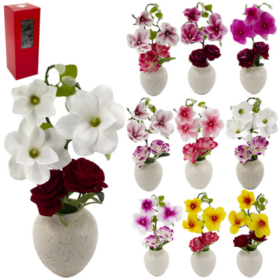 Цветок искусственный h-42см, в керамической вазе