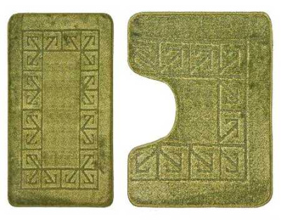 Комплект ковриков   из полипроп. на латексной основе, "L'CADESI  MONO" из 2-х шт, 60*100см, зелен