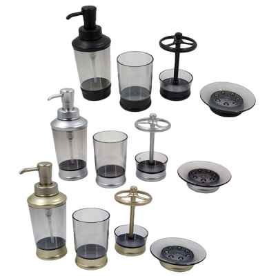 Набор для ванной комнаты (стакан, подставка для зубных щеток, дозатор для жидкого мыла,мыльница)