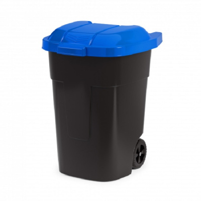 Бак для мусора 65л. на колёсах (черно-синий) (то)