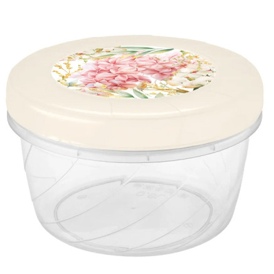 Банка с завинчивающейся крышкой 0,6л с декором (Бежевый)(то)