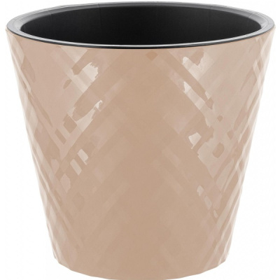 Горшок для цветов Manhattan D125мм, 1л c дренажной вставкой молочный шоколад (то)