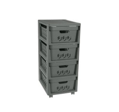 Комод "DELUXE" 4 ящика (на колесиках) 300х385х690мм.(серый)(то)