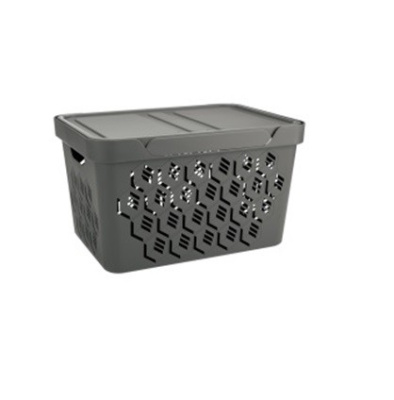 Ящик универсальный с крышкой "DELUXE" 380х276х220мм 18л (серый) (то)