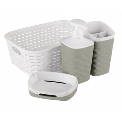 Набор для ванной комнаты REEF 4 предмета (серо-зеленый) (то)