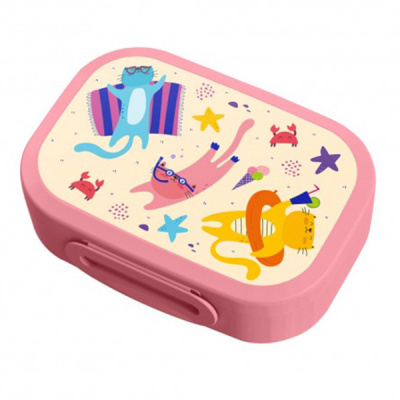 Ланч-бокс с декором 0,98л (розовый) (то)