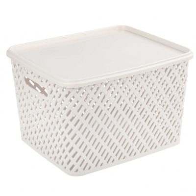 Корзина "Плетенка" 350х290х225 с крышкой (бежевый) (то)