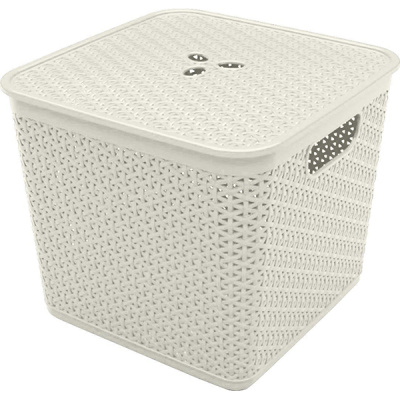 Корзина квадратная Rattan 21л (с крышкой) белое облако (то)