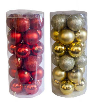 Шары елочные 8см, набор 24шт