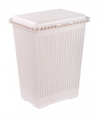 Корзина для белья "Вязаное плетение" 25л (белый) (то)