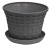 Кашпо круглое "Ротанг" 1,1л с поддоном (т.серый) (то)