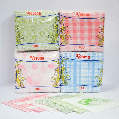 Салфетки "Verona",1сл.100л, с рисунком 24х24, п/п