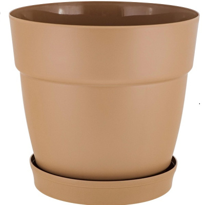 Горшок для цветов Villa de Fiori D130мм с поддоном 1,1л молочный шоколад (то)