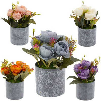 Цветок искусственный h-18см, в пластиковом горшке