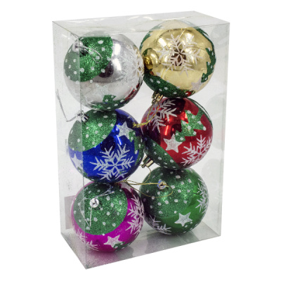 Шары елочные 8см, 6шт 