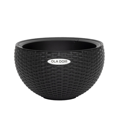 Кашпо круглое RATTAN 5литров OLA DOM (антрацит)