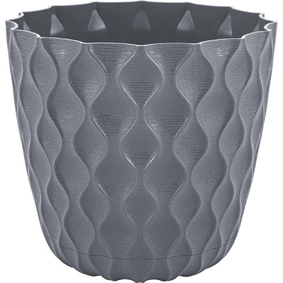 Горшок для цветов Wave D270мм с дренажной сеткой 10л вулканический серый (то)