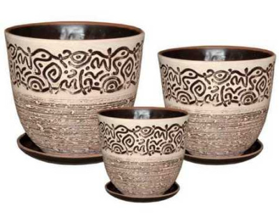 Комплект горшков керам. Бутон Альфа  кмпт из 3-х (ИВ 01)