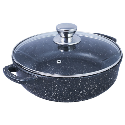 Жаровня а/пр литая 24см стекл/кр Гранит ТМ Традиция