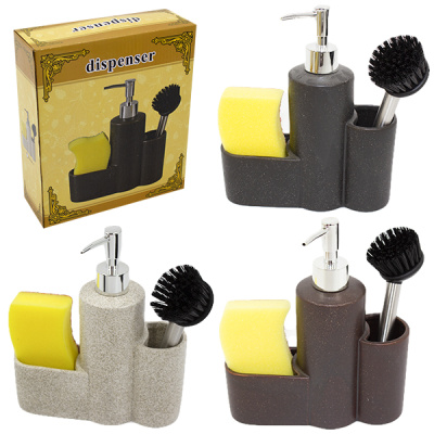Набор для мытья посуды (дозатор для мыла, губка для посуды, щетка для посуды)