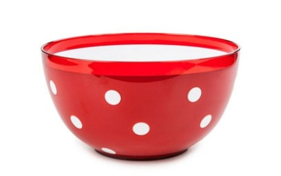 Салатник двухцветный "Marusya" 1,4л (красный п/прозрачный)(то)