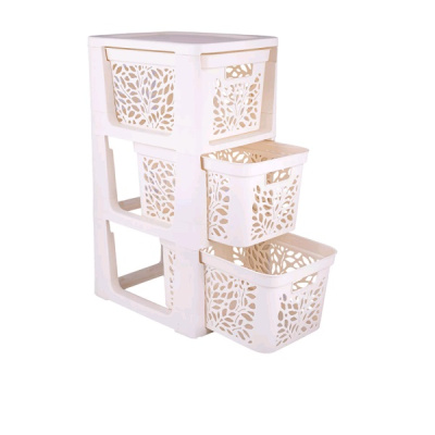 Комод на колесах 3 ящика по 18л Leaves (молочный) (то)