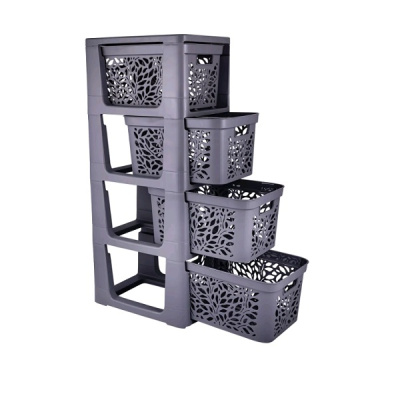 Комод на колесах 4 ящика по 18л Leaves (серый) (то)