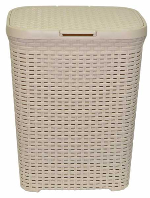 Корзина для белья "Ротанг" 60л. с крышкой (латте) (то)