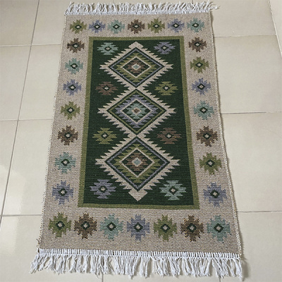 Коврик  Kilim Usak UK02 6120201 50% хлопок. 50% смешанные нити 60х120 зеленый,Турция