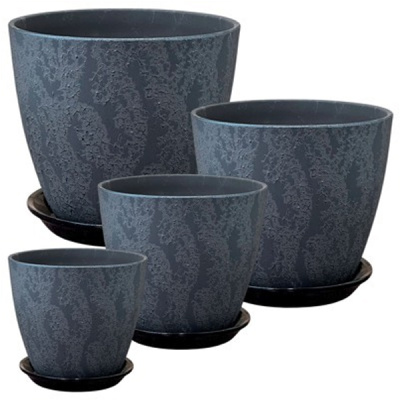 Комплект горшков Шёлк бутон графит кмпт из 4-х (РС 71)