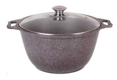 Кастрюля 4л со стеклянной крышкой АП (кофейный мрамор)