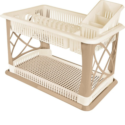 Сушилка для посуды Plast Team 2-х ярусная шоколадный мокко