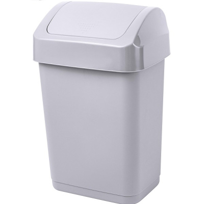 Контейнер для мусора 12л Step с крышкой-маятником серый (то)
