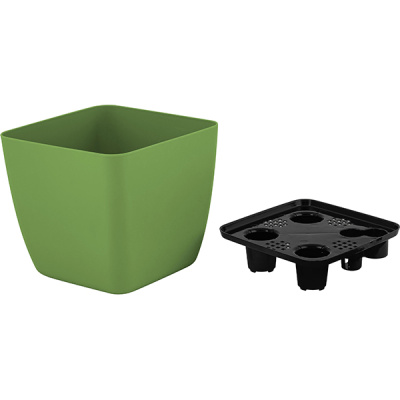 Горшок для цветов Vienna 1,5л с дренажной вставкой квадр. оливковый (то)