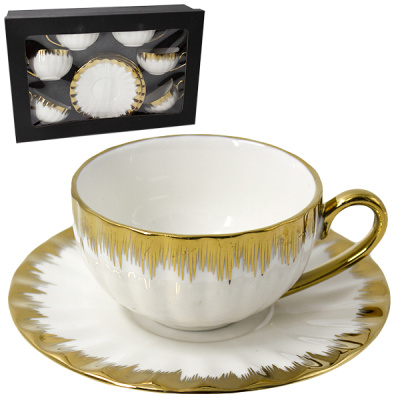 Набор чайный керамический на 6 персон (чашки 200мл с блюдцами) рваные коробки