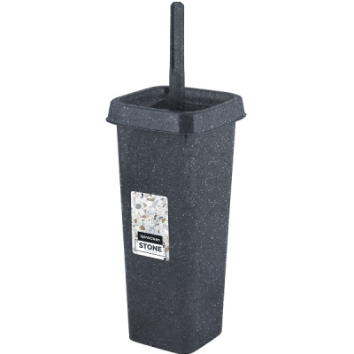 Набор для туалета Stone закрытый (ершик + подставка) темный камень (то)