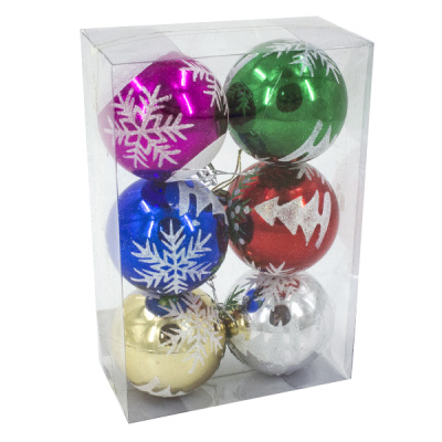 Шары елочные 8см, 6шт 