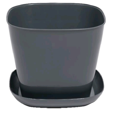 Кашпо квадратное 9,8л. с поддоном (серый)
