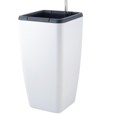 Горшок с автополивом Munchen 20л/8л квадратный со вставкой белоснеж.жасмин (то)